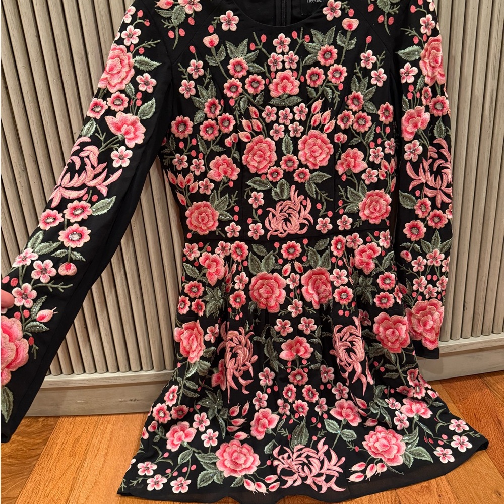 Needle & Thread Black Dress with Pink Floral Embroidery - Picture 5 of 8